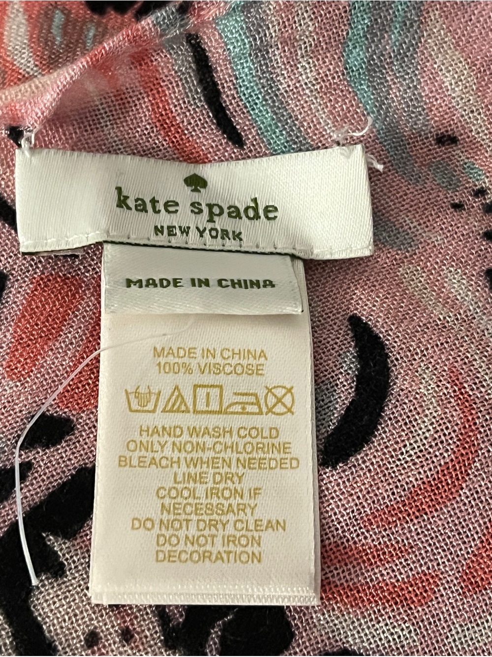 kate spade Pink, Coral & Black Abstract Viscose Scarf